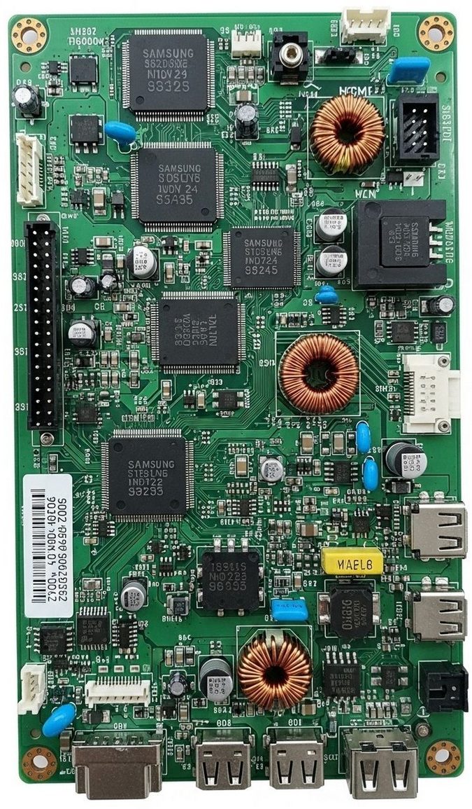 Placa de circuito impreso con componentes montados